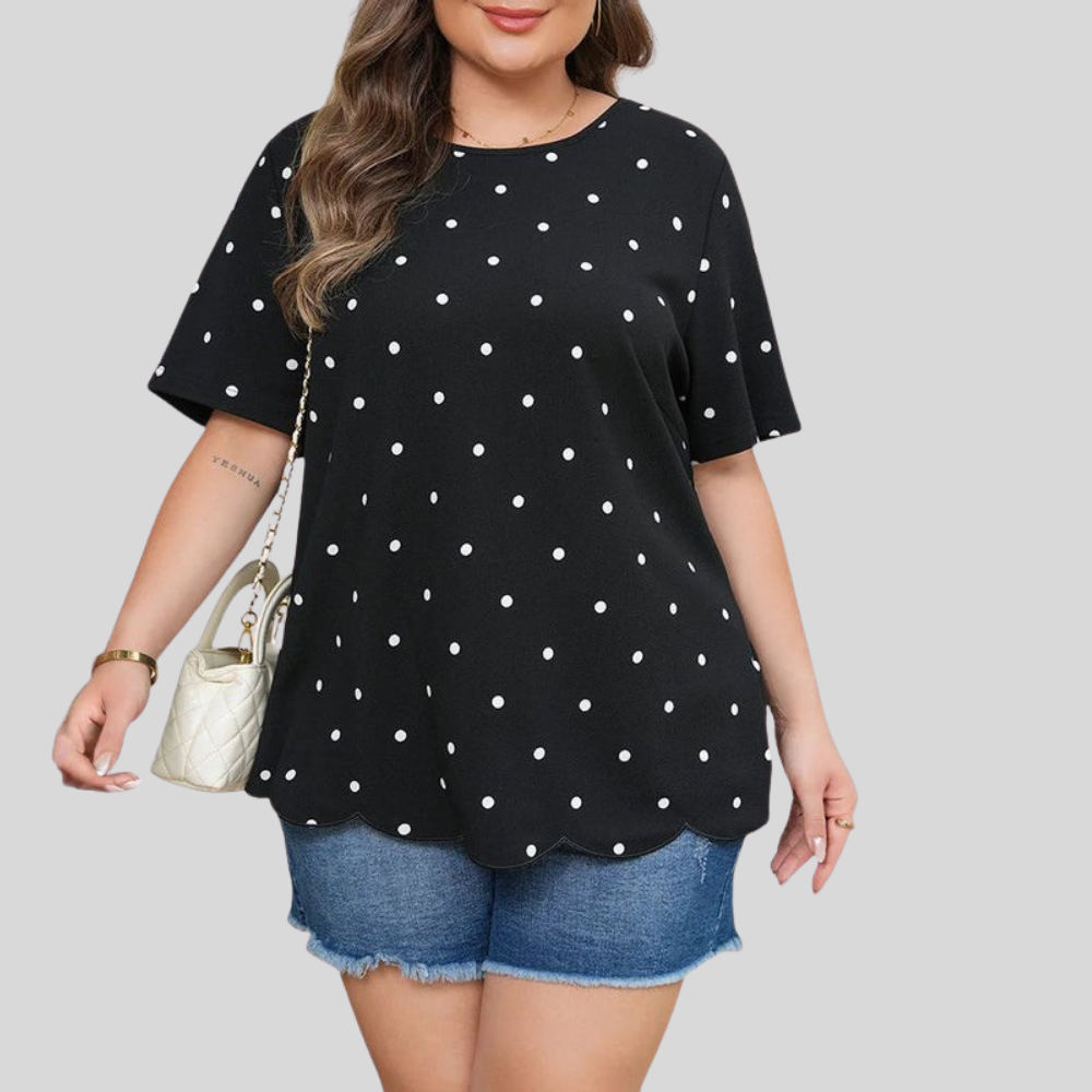 Polka Scallop Plus Size Top
