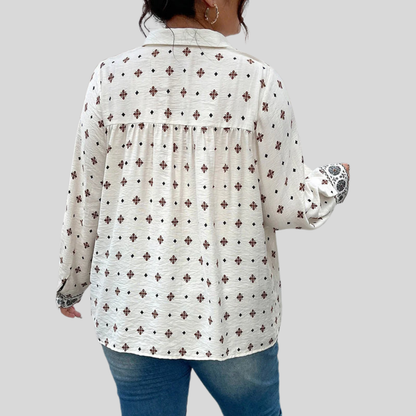 Hollow Collar Plus Size Shirt