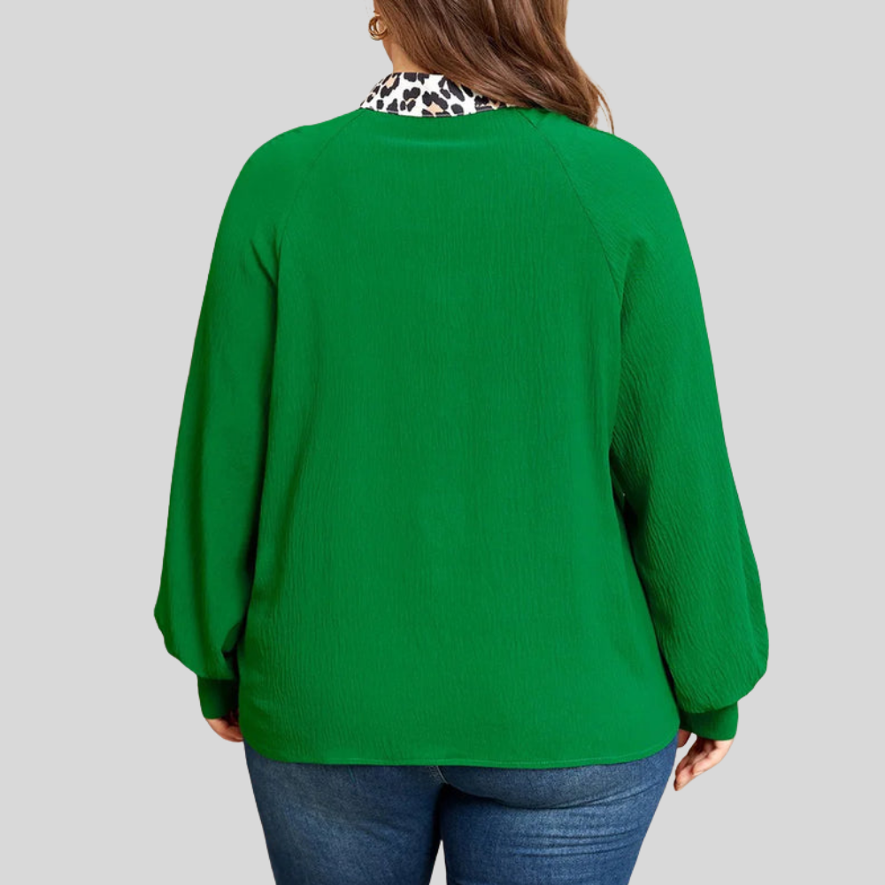 Leopard Patch Plus Size Blouse