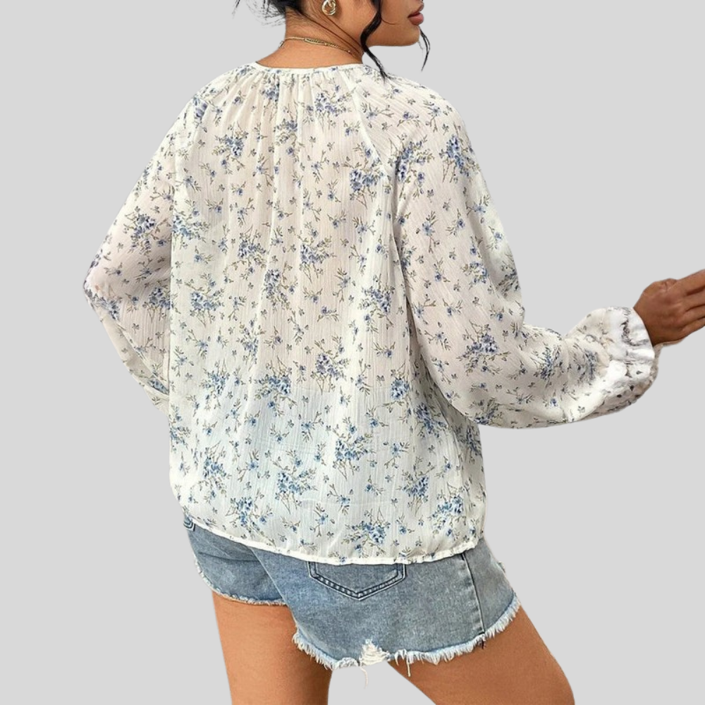 Floral Lantern Plus Size Blouse