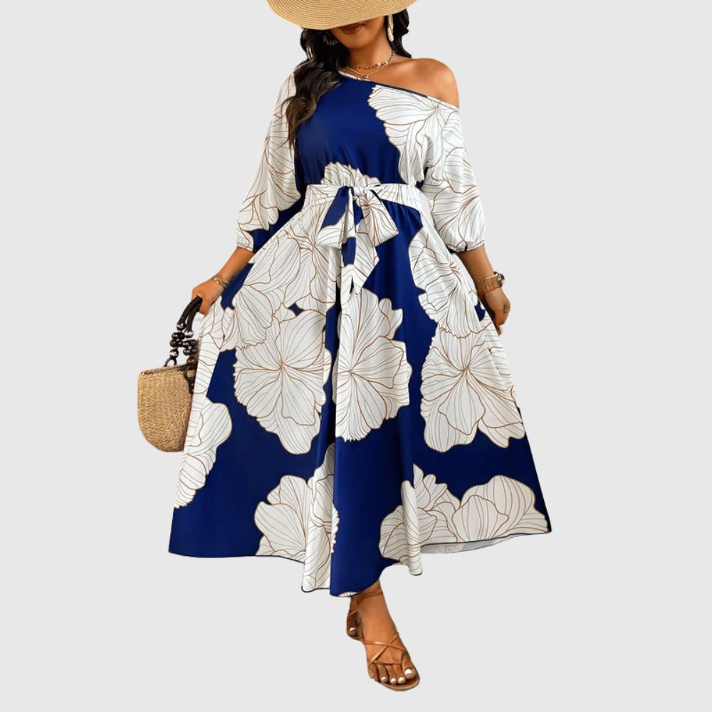 Plus Size Floral Off Shoulder Dress