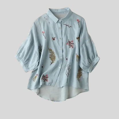Elegant Embroidered Linen Blouse