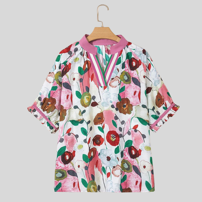 Floral Puff Plus Size Blouse