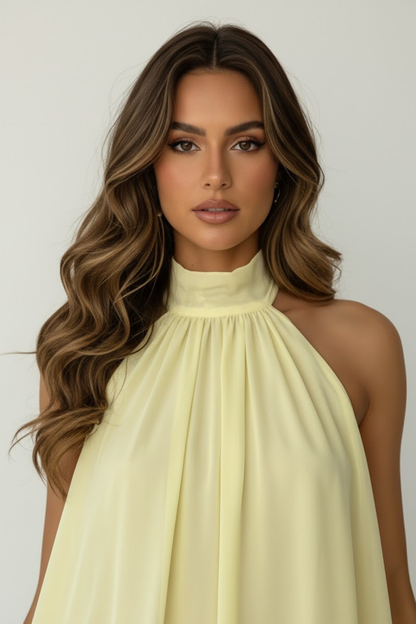 Chiffon Halterneck A-Line Mini Dress for Women