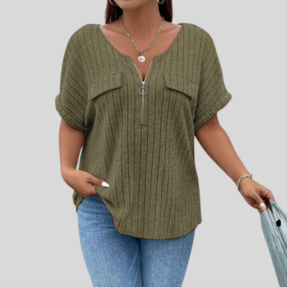 Plus Size Zip Front Shirt