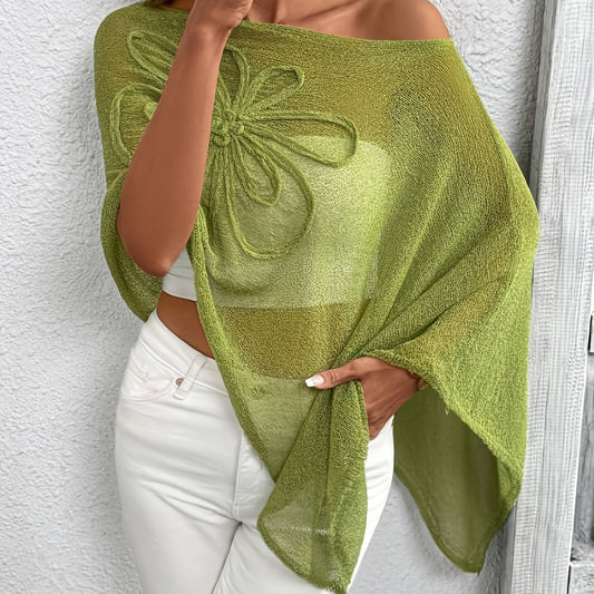 Plus Size Asymmetrical Knitwear Cape Top