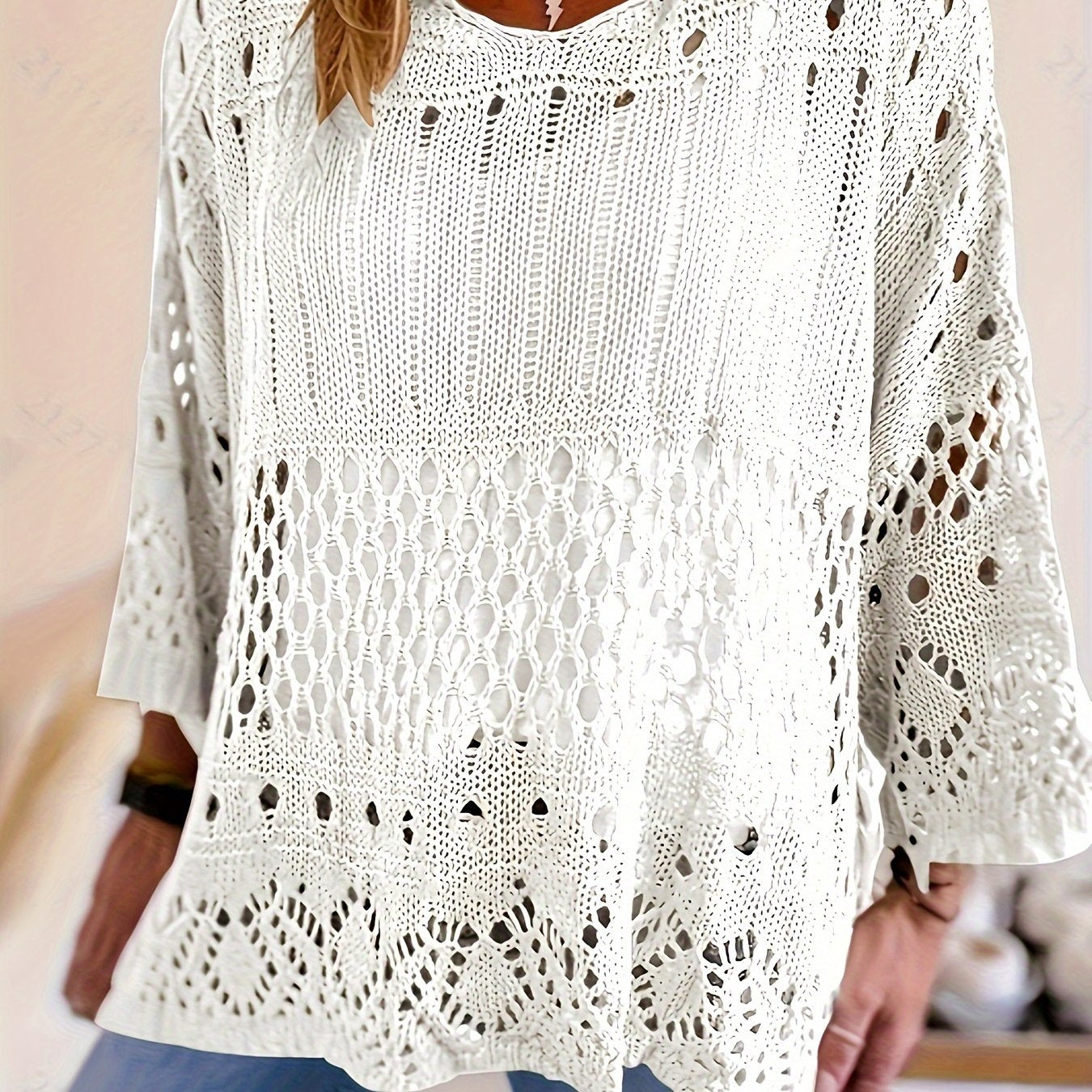 Plus Size Crochet Layered Top