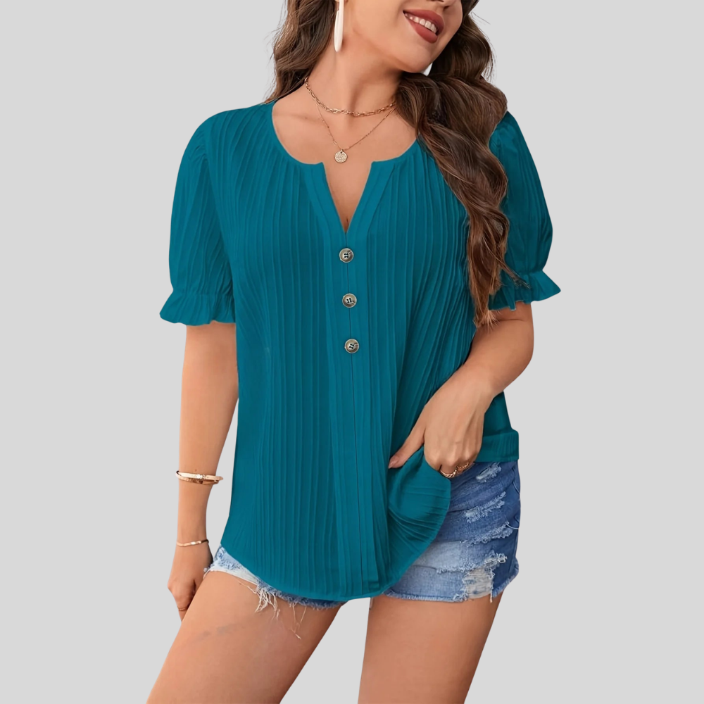Notched Neck Plus Size Blouse