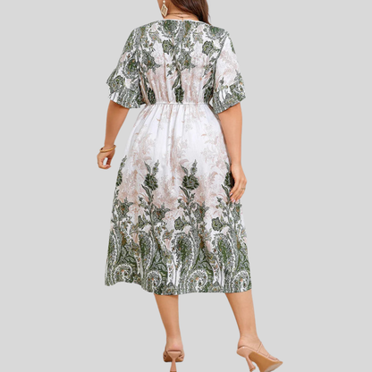 Plus Size Vintage Print Dress