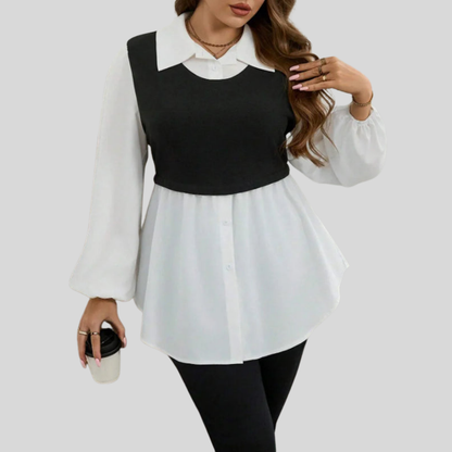 Lantern Sleeve Plus Size Blouse