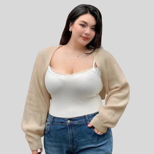 Cropped Open Plus Size Cardigan