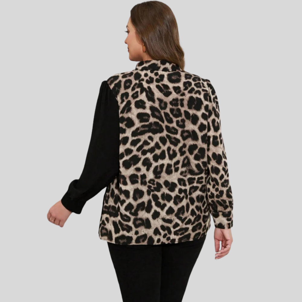 Leopard Relaxed Plus Size Blouse