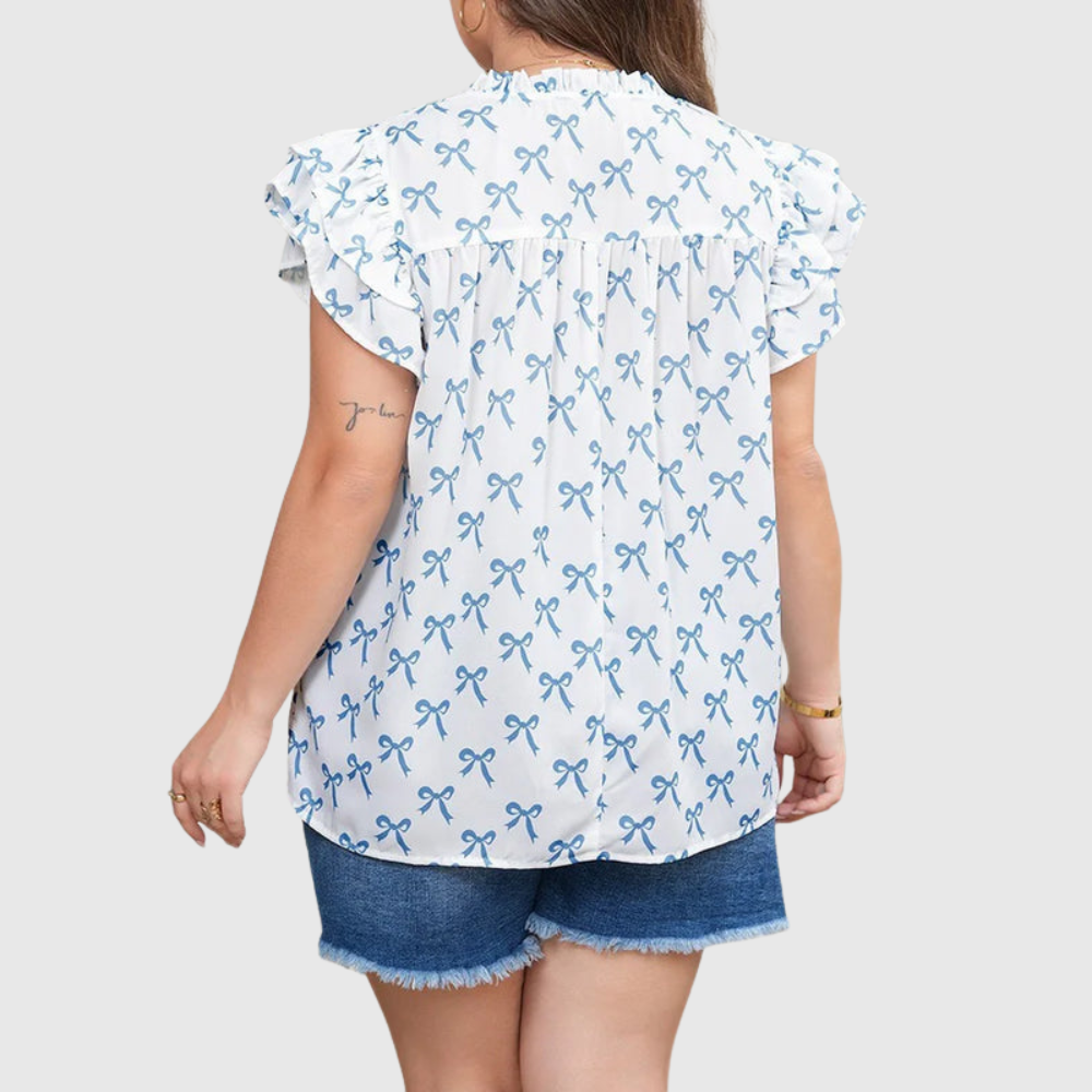 Bow Ruffle Plus Size Blouse