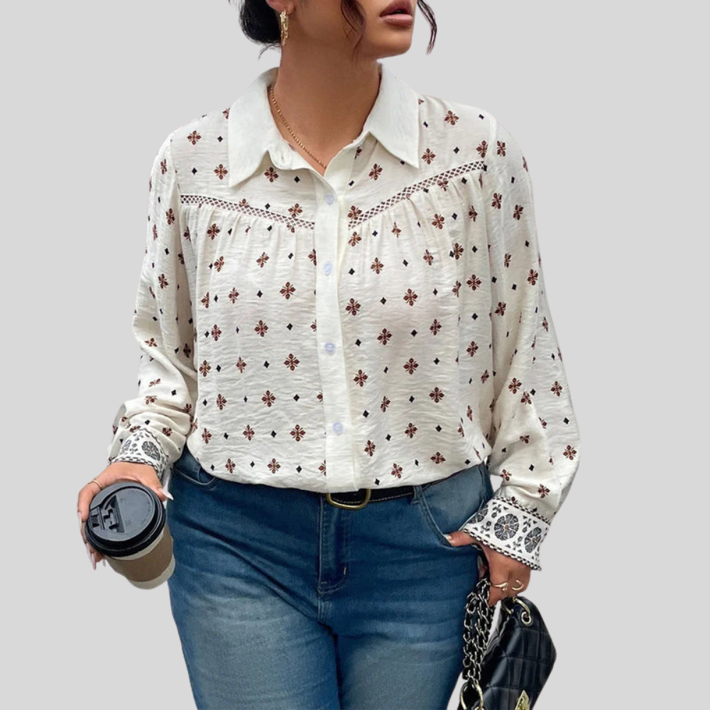 Hollow Collar Plus Size Shirt