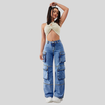 High Waist Pocket Plus Jeans