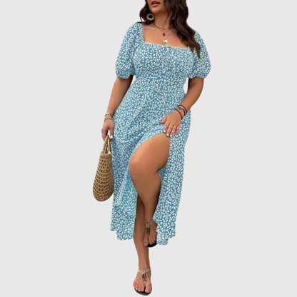 Square Neck Plus Size Midi Dress