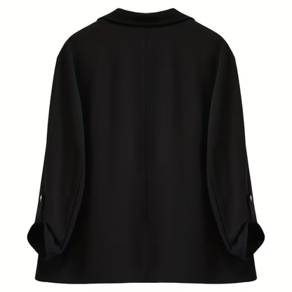 Plus Size Black Lapel Blazer