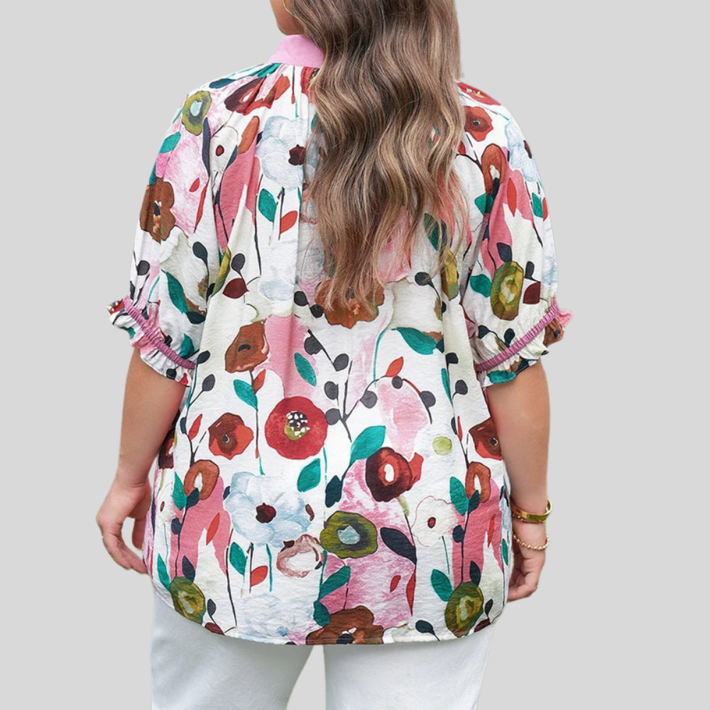 Floral Puff Plus Size Blouse