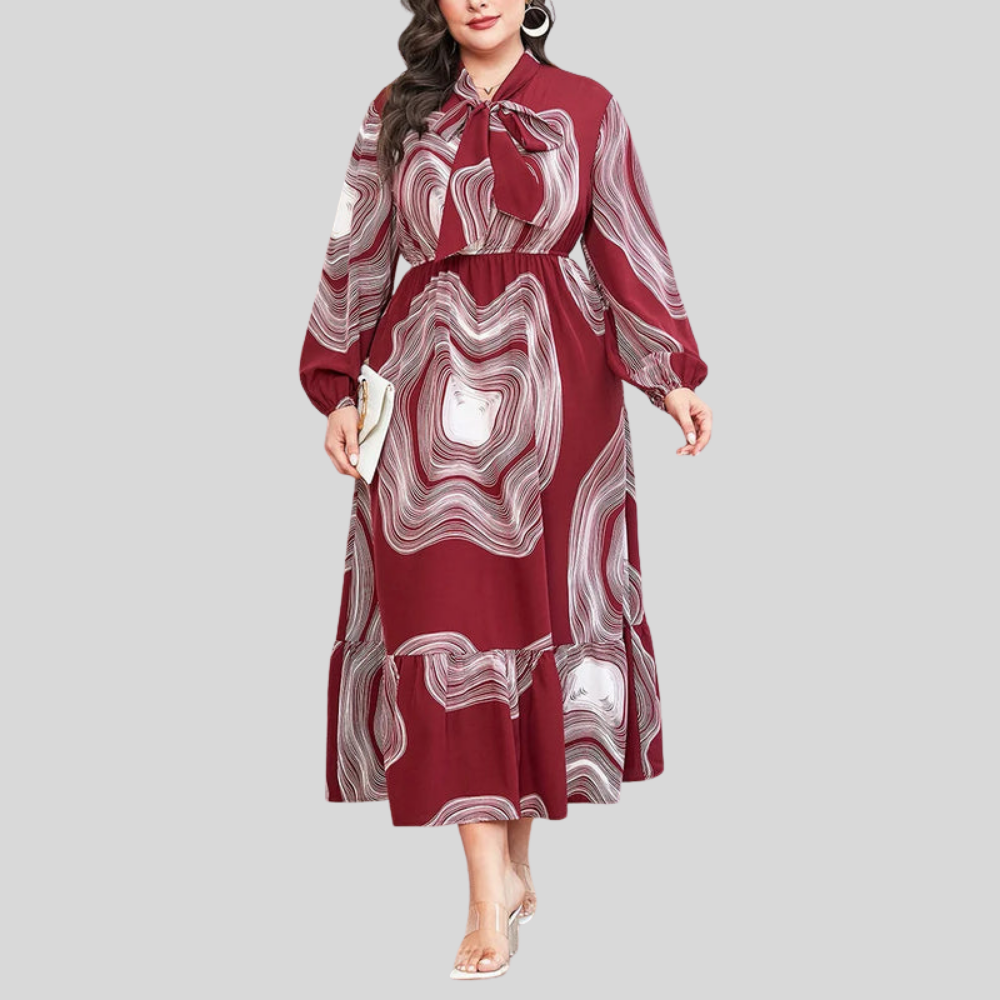 Plus Size Printed Ruffle Dress