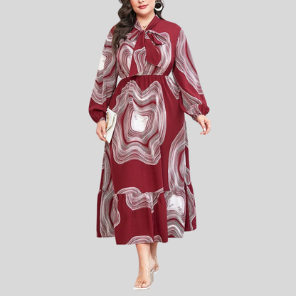 Plus Size Printed Ruffle Dress