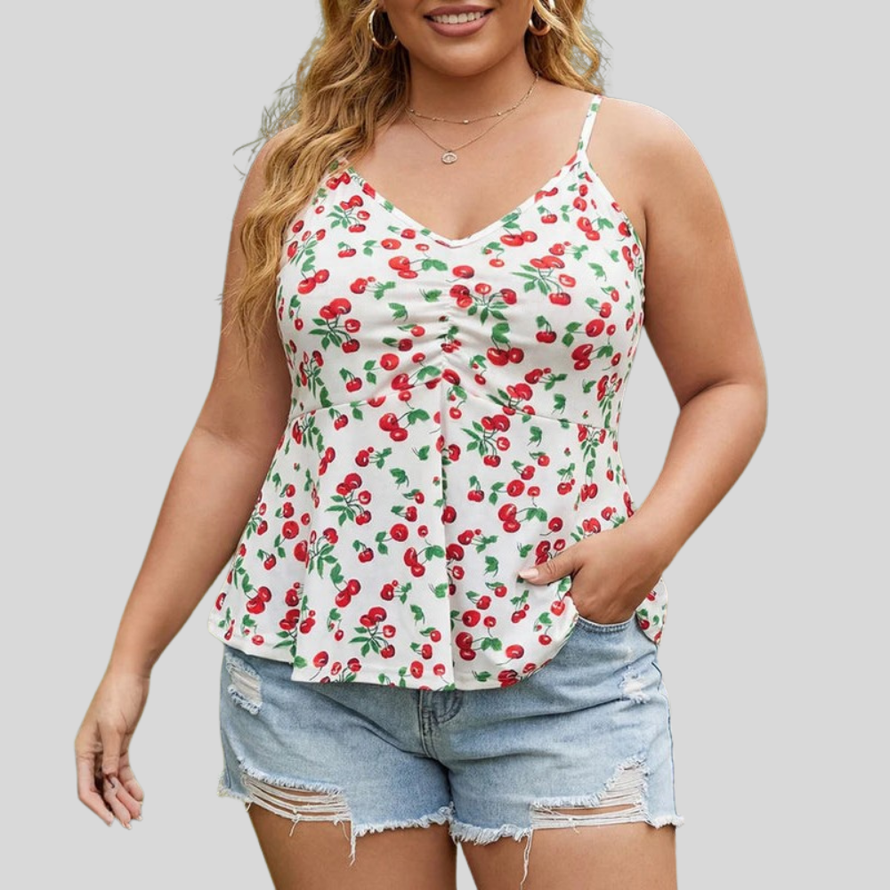 Cherry Print Plus Size Top