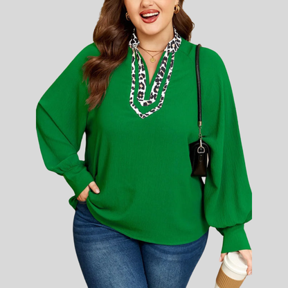 Leopard Patch Plus Size Blouse