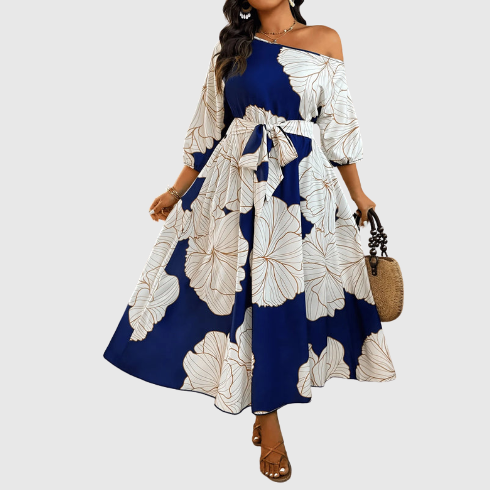 Plus Size Floral Off Shoulder Dress