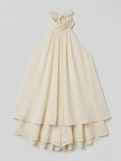 Chiffon Halterneck A-Line Mini Dress for Women