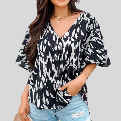 Spotted Print Plus Size Blouse