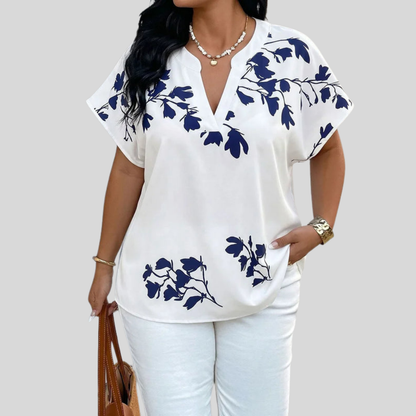 Printed Batwing Plus Size Blouse