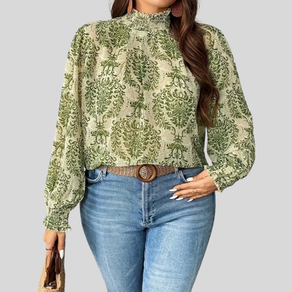Keyhole Print Plus Size Blouse