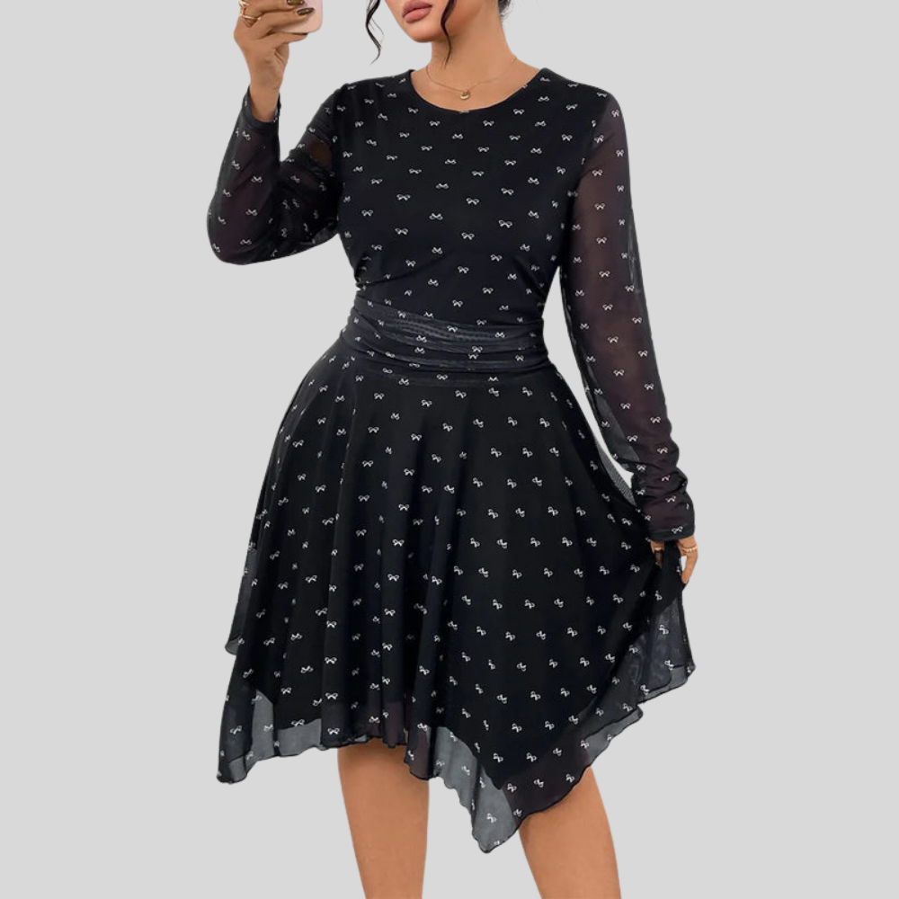 Plus Size Bow Print Dress