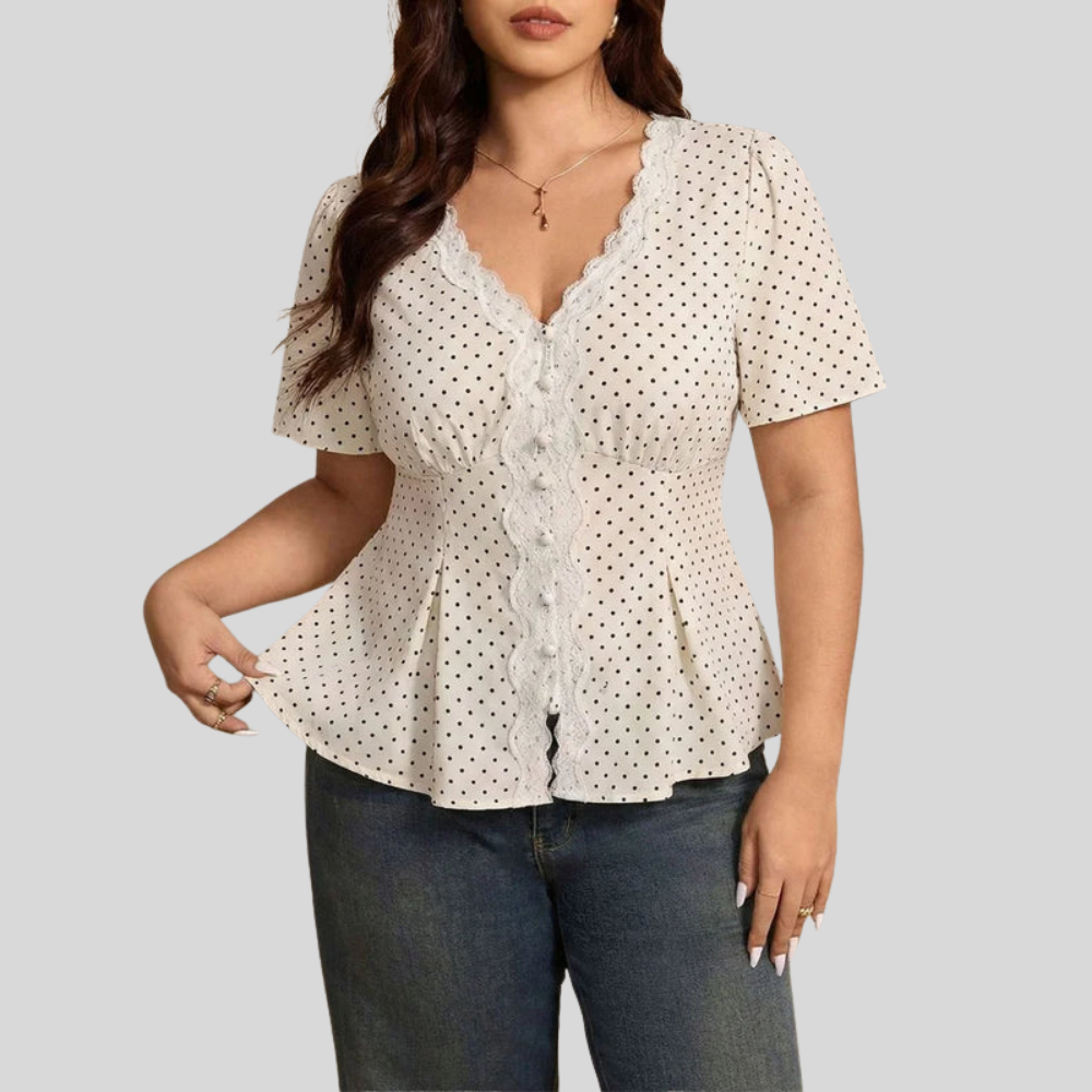 Polka Peplum Plus Size Top
