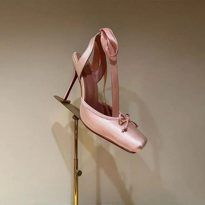 Platform Satin Ankle Strap Court Shoes for Women