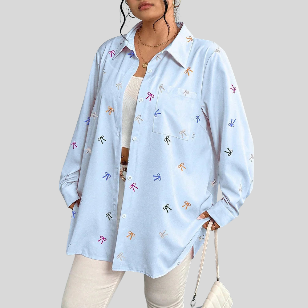 Bow Pocket Plus Size Shirt