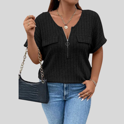 Plus Size Zip Front Shirt