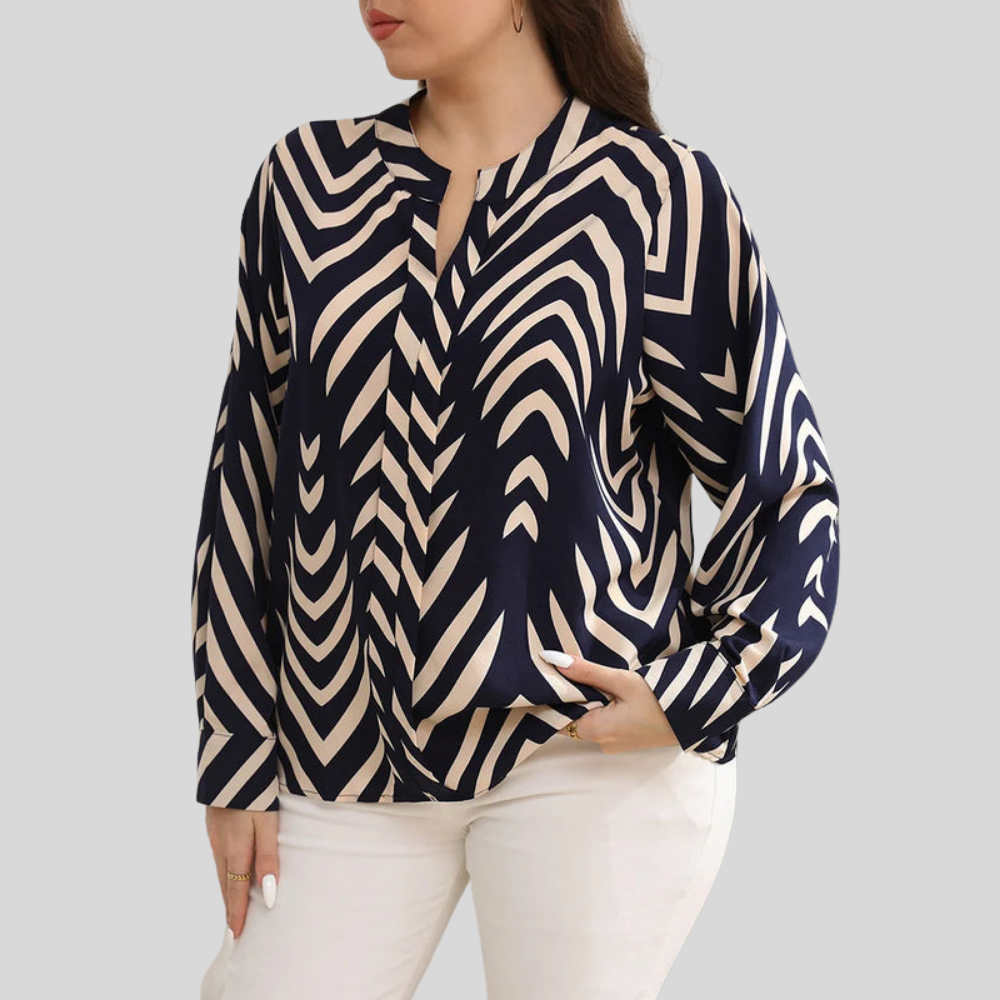 Retro Notch Plus Size Blouse