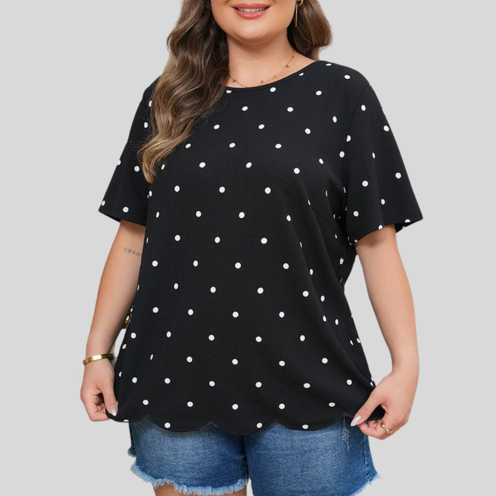 Polka Scallop Plus Size Top