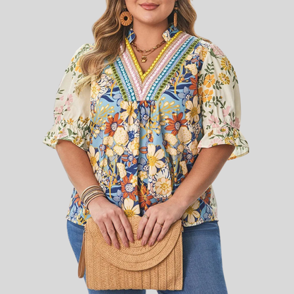 Puff Sleeve Plus Size Blouse