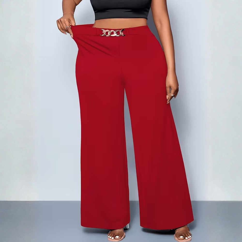Plus Size Chain Detail Wide Leg Pants