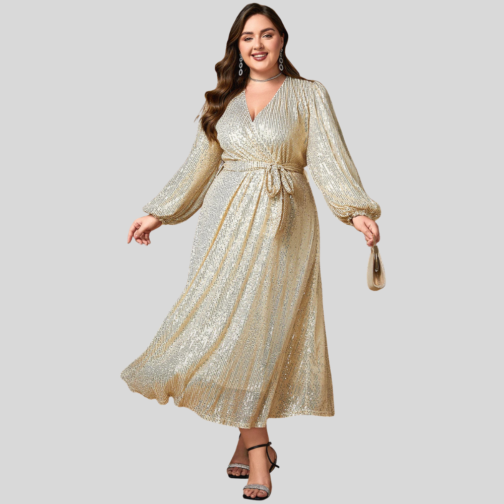 Plus Size Sequin Puff Dress