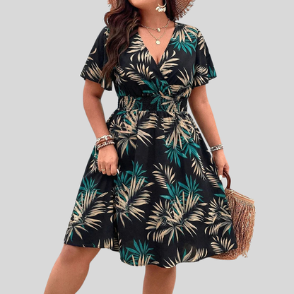 Tropical Plus Size Midi Dress