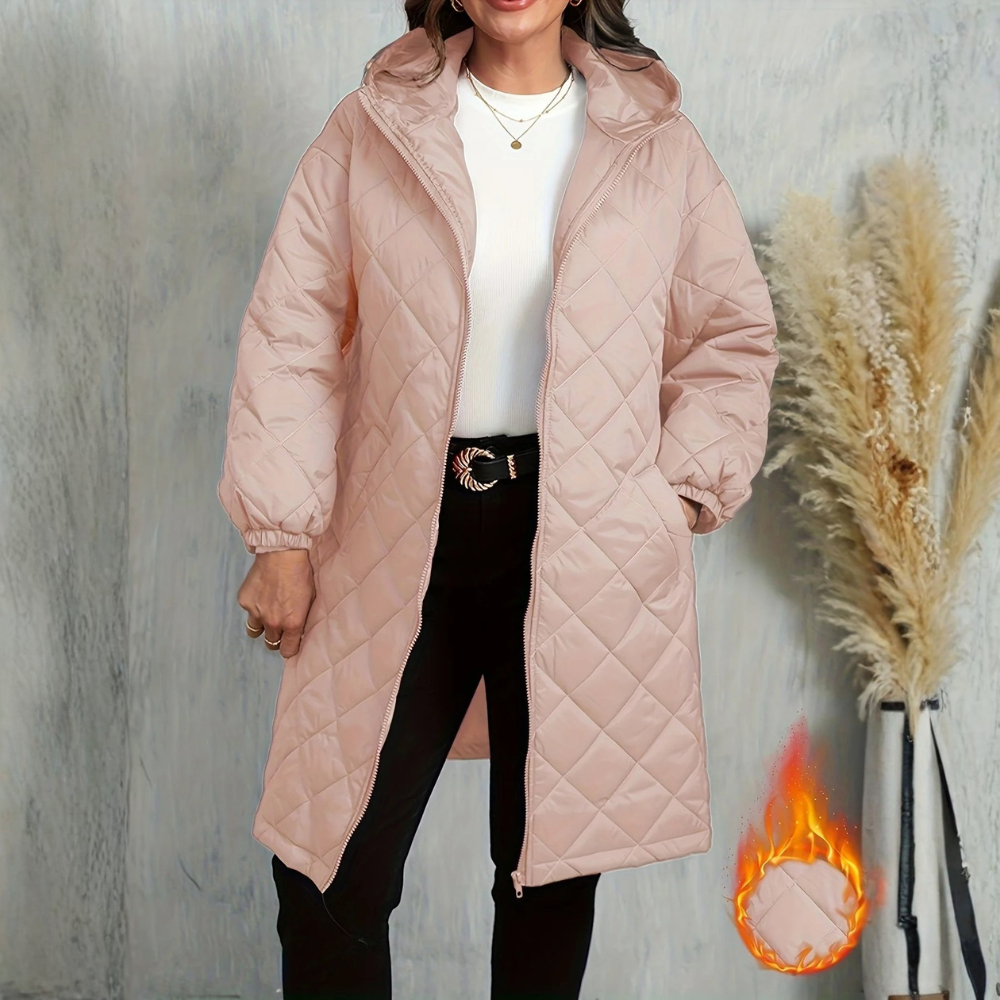 Plus Size Hooded Quilted Jacket