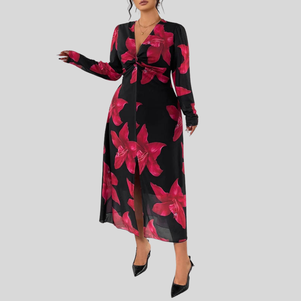 Plus Size Floral Twist Dress