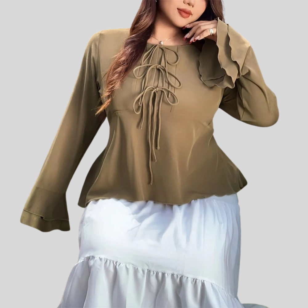 Lace Up Plus Size Blouse