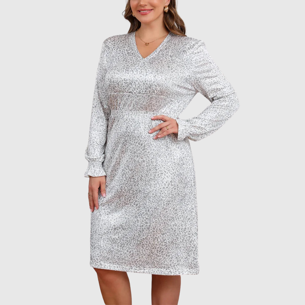 V Neck Plus Size Midi Dress