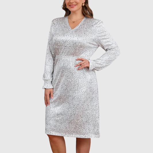 V Neck Plus Size Midi Dress