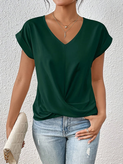 Aurelia | Women’s Casual V Neck T Shirt with Twist Front