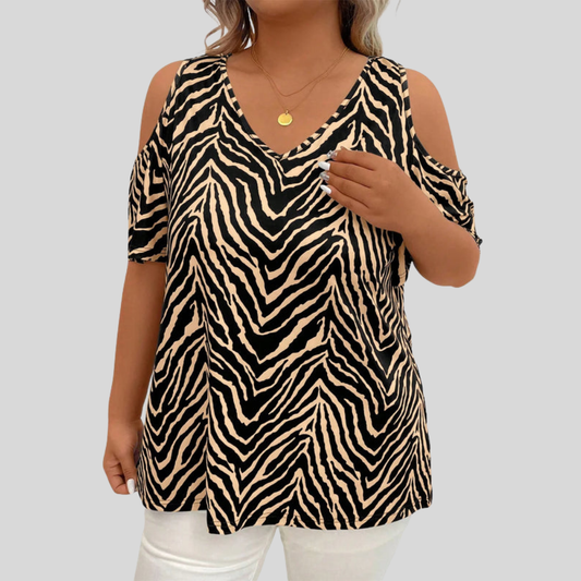 Shoulder Cutout V-Neck Top