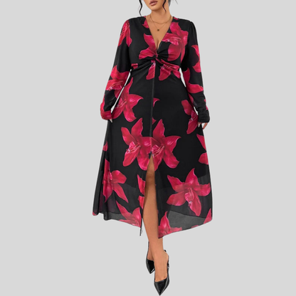 Plus Size Floral Twist Dress